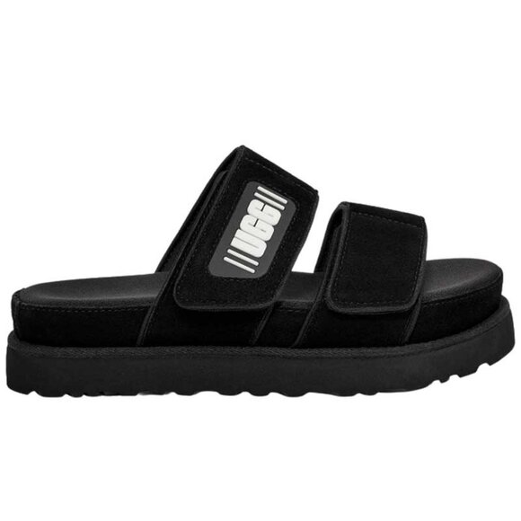 NWOB 🤍 UGG $99 Spring Platform Stap Slides Sandal Black Birkenstock Velcro Suede - Picture 3 of 4